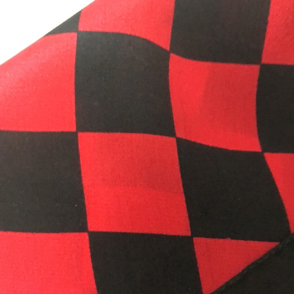 VTG Echo Black Red Pointed Edge  Silk Oblong Scarf - Picture 7 of 12